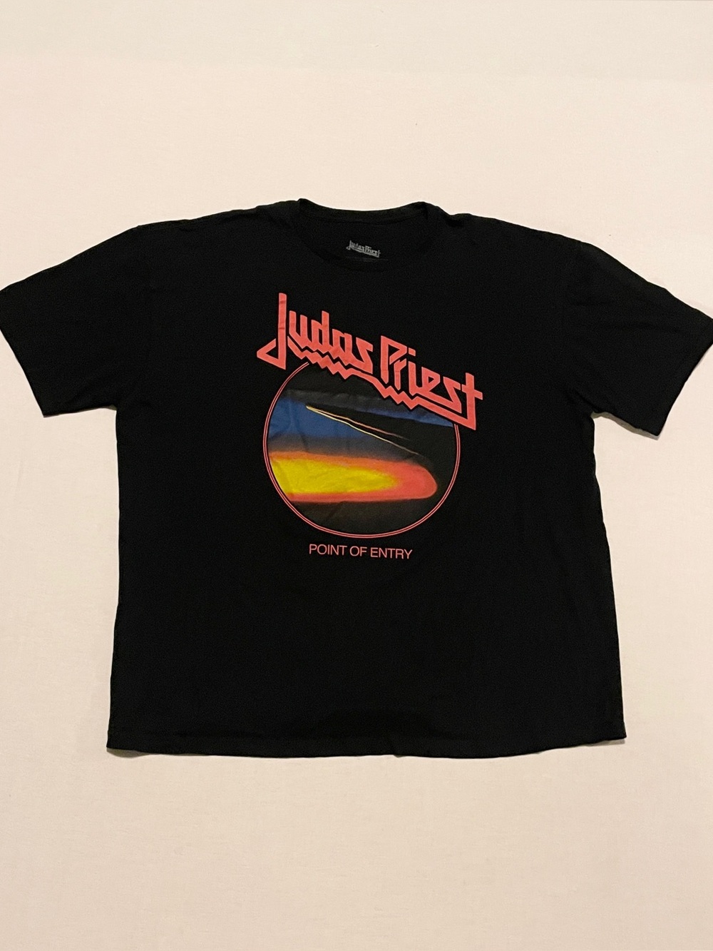 Judas Priest Point Of Entry Album Cover T-Shirt Men's 3XL Black Heavy Metal Band